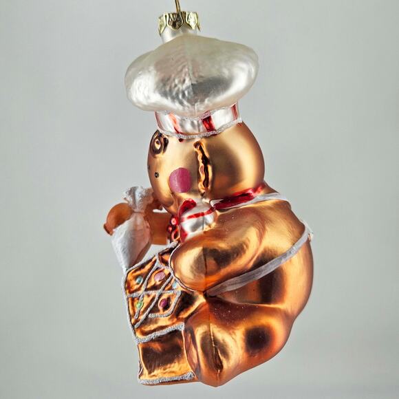 Gingerbread man building house Glass Christmas Ornament, New - Picture 2 of 4